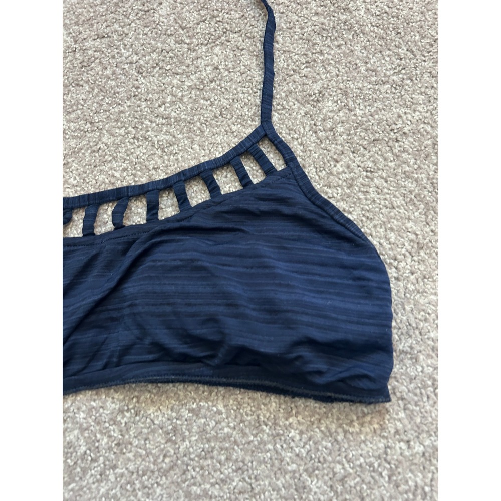 Mossimo Bikini Top Womens Small Navy Blue Excellent Halter Cage Neck Textured - Picture 4 of 9